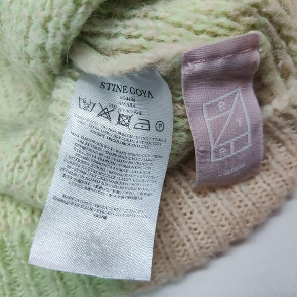 Stine Goya Amara Checker Pastel Green Peach Alpaca Knit Cardigan Sweater Medium - Picture 11 of 15